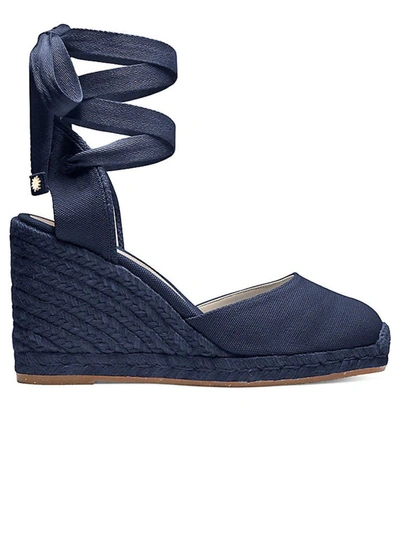 Shop Stuart Weitzman Women's Blue Canvas Wedges