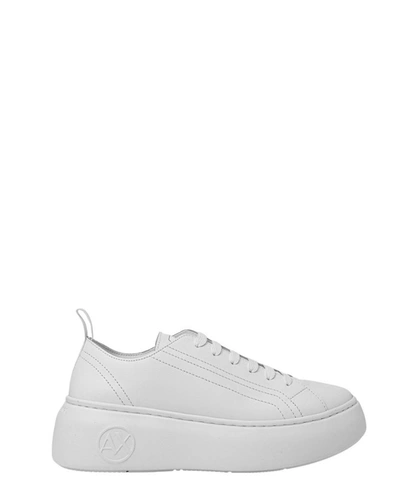 Shop Armani Exchange Women's White Leather Sneakers