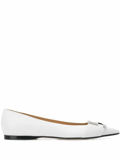 Shop Sergio Rossi Women's White Leather Flats