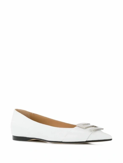 Shop Sergio Rossi Women's White Leather Flats