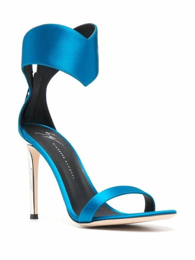 Shop Giuseppe Zanotti Design Women's Blue Fabric Sandals