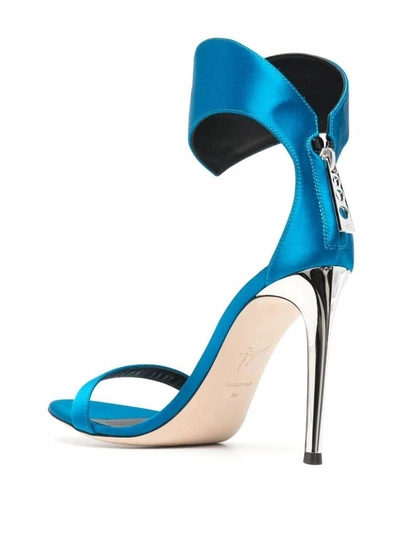 Shop Giuseppe Zanotti Design Women's Blue Fabric Sandals