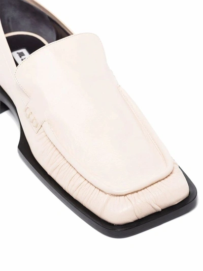 Shop Jil Sander Women's Beige Leather Loafers