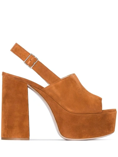 Shop Miu Miu Women's Brown Leather Sandals
