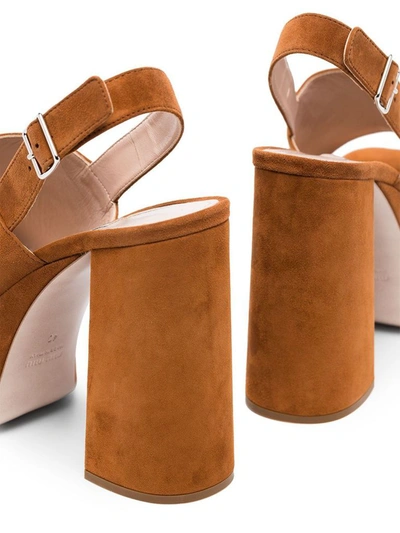 Shop Miu Miu Women's Brown Leather Sandals