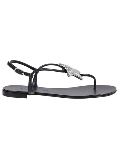 Shop Giuseppe Zanotti Design Women's Black Leather Sandals