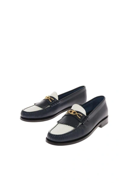 Shop Celine Céline Women's Blue Leather Loafers