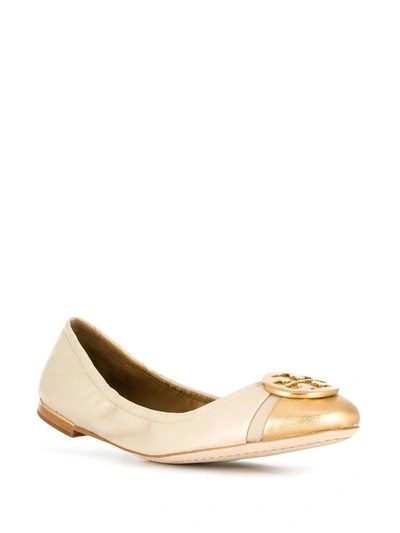 Shop Tory Burch Women's Beige Leather Flats