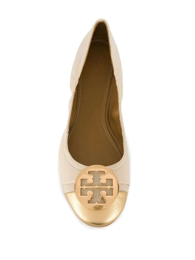 Shop Tory Burch Women's Beige Leather Flats