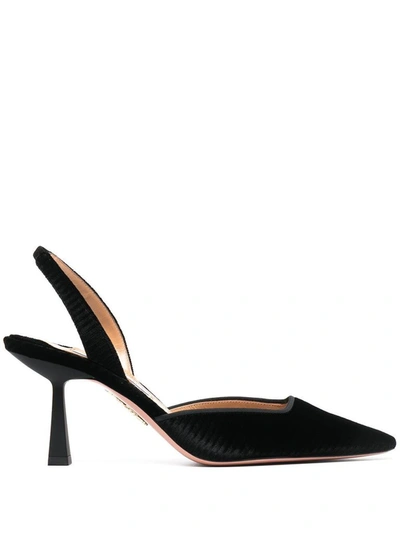 Shop Aquazzura Women's Black Velvet Heels