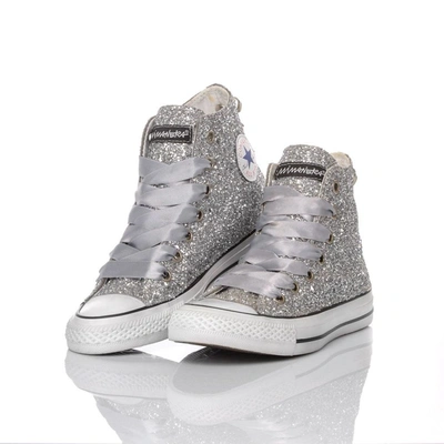 Converse Womens Silver Glitter Top Sneakers | ModeSens