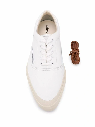 Shop Alexander Wang Women's White Leather Sneakers