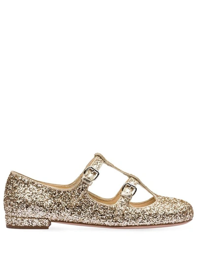 Shop Miu Miu Women's Gold Pvc Flats