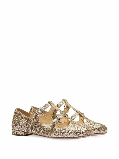 Shop Miu Miu Women's Gold Pvc Flats