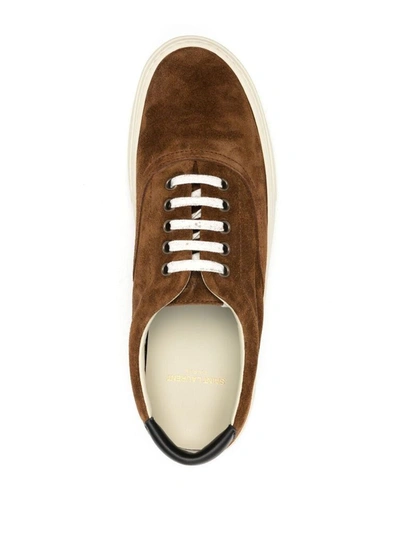 Shop Saint Laurent Men's Brown Leather Sneakers