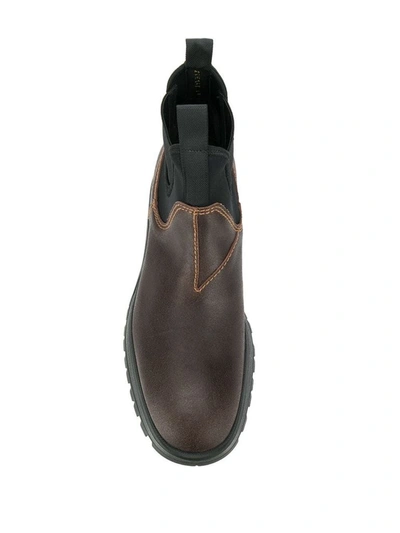Shop Prada Men's Brown Leather Ankle Boots