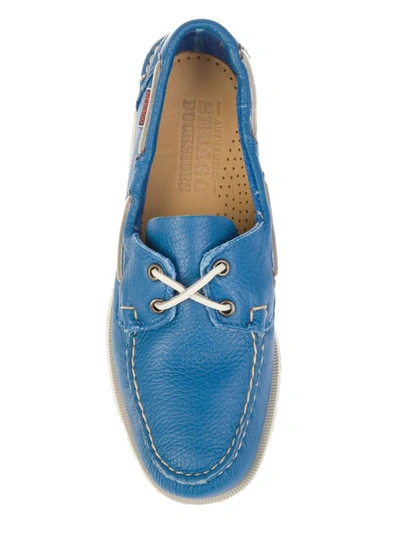 Shop Sebago Men's Light Blue Leather Loafers