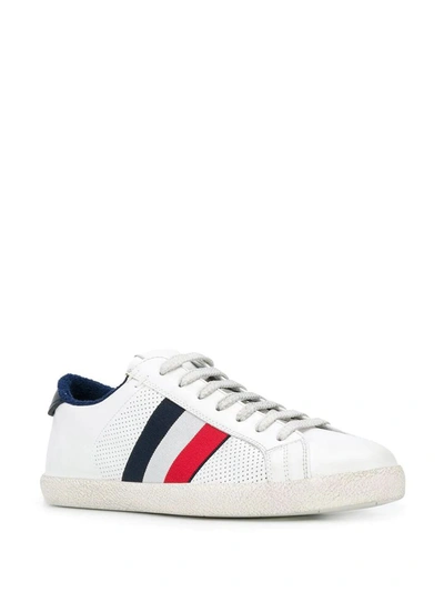 Shop Moncler Men's White Leather Sneakers