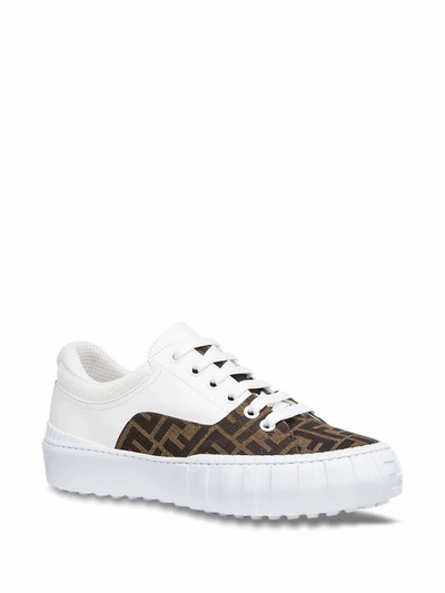 Shop Fendi Men's White Leather Sneakers