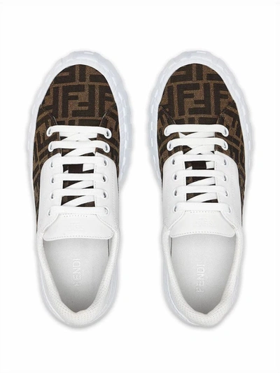 Shop Fendi Men's White Leather Sneakers