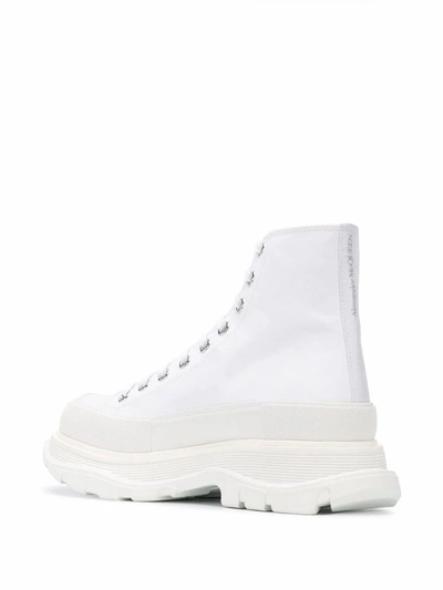 Shop Alexander Mcqueen Men's White Cotton Ankle Boots