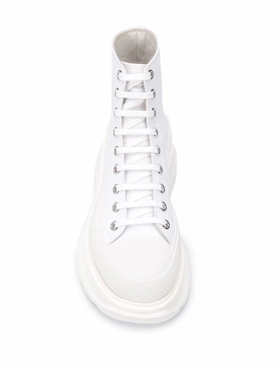 Shop Alexander Mcqueen Men's White Cotton Ankle Boots