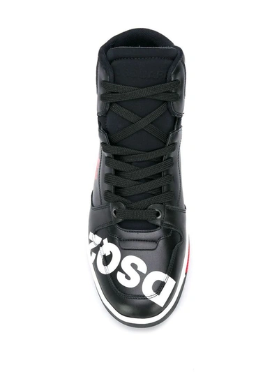 Shop Dsquared2 Men's Black Leather Hi Top Sneakers