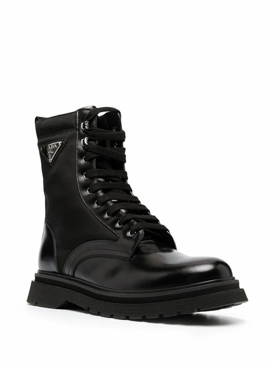 Shop Prada Men's Black Leather Ankle Boots