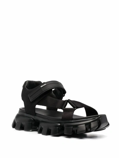 Shop Prada Men's Black Polyester Sandals