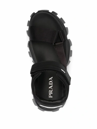 Shop Prada Men's Black Polyester Sandals