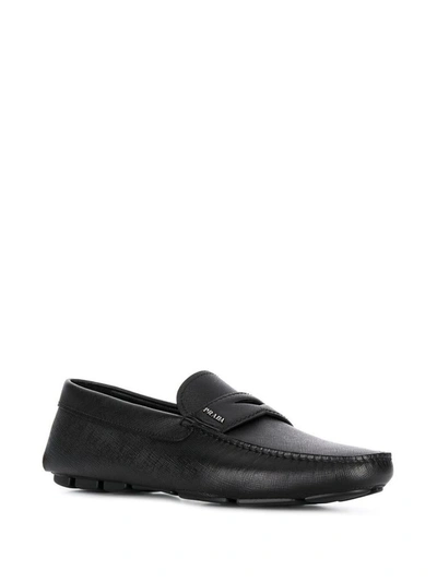 Shop Prada Men's Black Leather Loafers