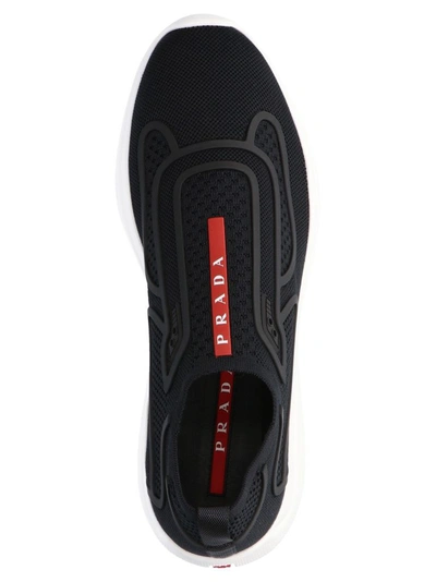 Shop Prada Men's Black Polyester Slip On Sneakers