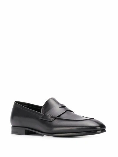 Shop Prada Men's Black Leather Loafers