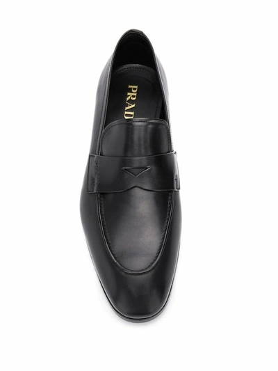 Shop Prada Men's Black Leather Loafers