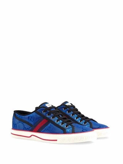 Shop Gucci Men's Blue Polyamide Sneakers