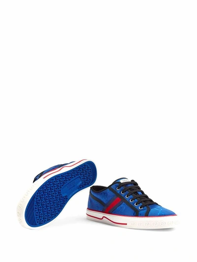 Shop Gucci Men's Blue Polyamide Sneakers