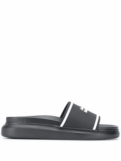 Shop Alexander Mcqueen Men's Black Rubber Sandals