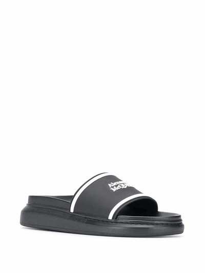 Shop Alexander Mcqueen Men's Black Rubber Sandals