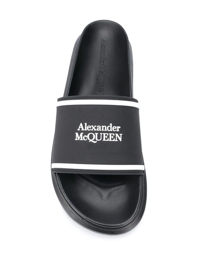 Shop Alexander Mcqueen Men's Black Rubber Sandals