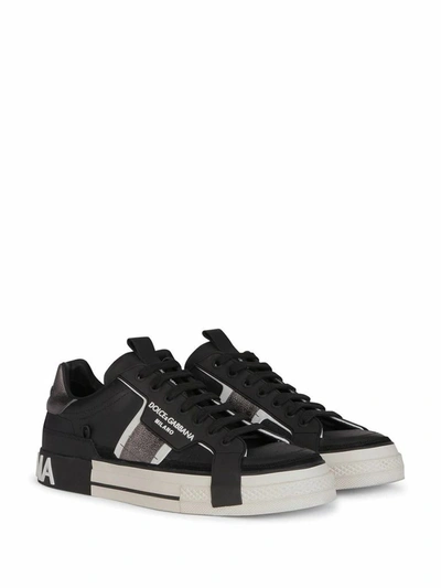 Shop Dolce E Gabbana Men's Black Leather Sneakers