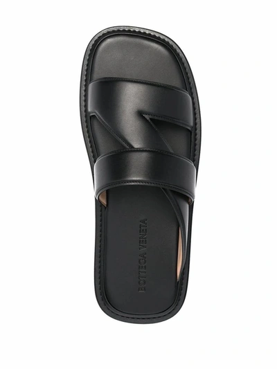 Shop Bottega Veneta Men's Black Leather Sandals