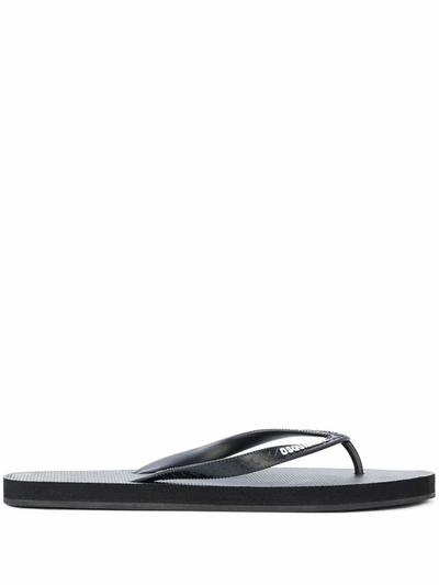 Dsquared2 Black Icon Splash Flip Flops In Black