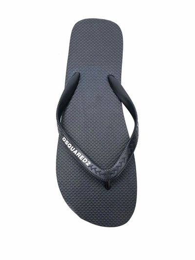 Dsquared2 Black Icon Splash Flip Flops In Black