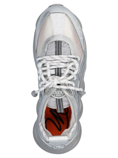 Shop Versace Men's Silver Fabric Sneakers