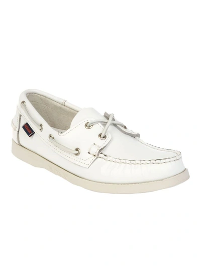 Sebago Portland Boat Shoes Eyelet Detailing In White