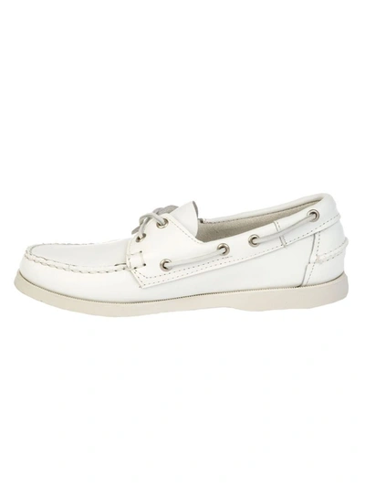 Sebago Portland Boat Shoes Eyelet Detailing In White