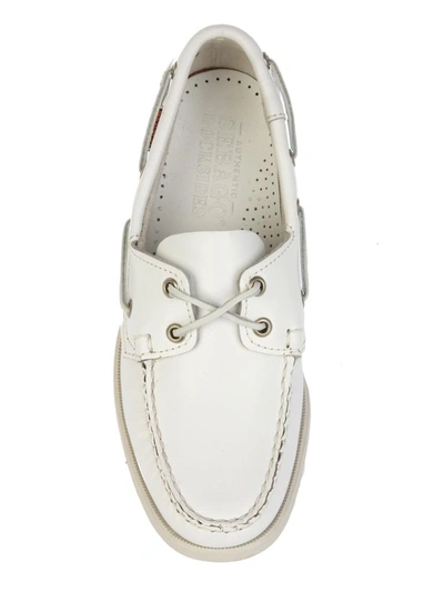 Shop Sebago Men's White Leather Loafers