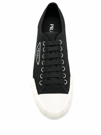 Shop Prada Men's Black Cotton Sneakers