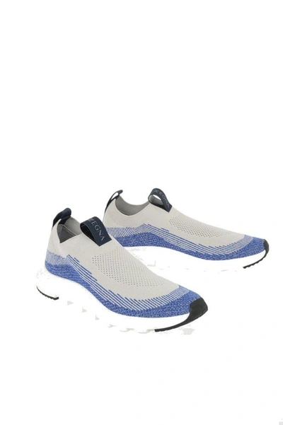 Shop Ermenegildo Zegna Men's Blue Polyester Sneakers