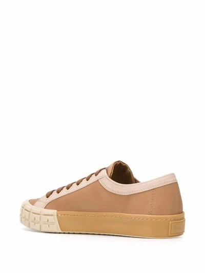 Shop Prada Men's Brown Cotton Sneakers